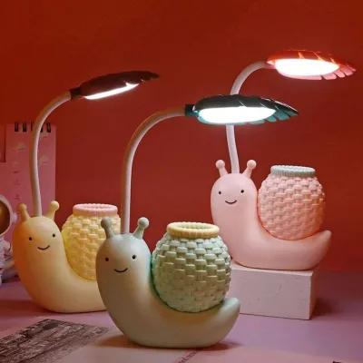 Cute Snail Desk Lamp Pen Holder